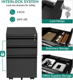 3-Drawers Lockable File Cabinet for Letter Legal A4