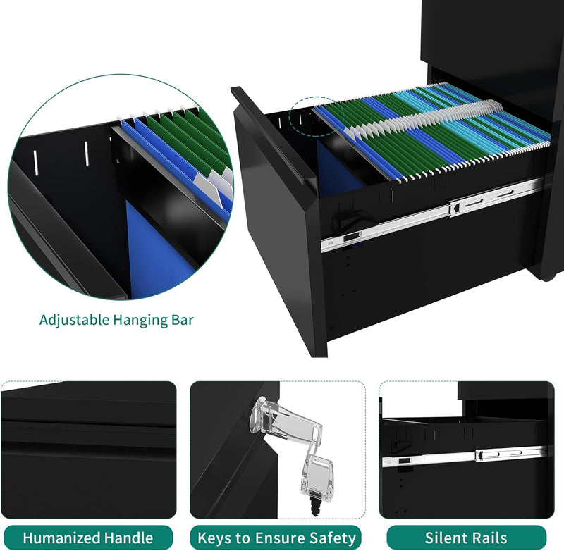 3-Drawers Lockable File Cabinet for Letter Legal A4