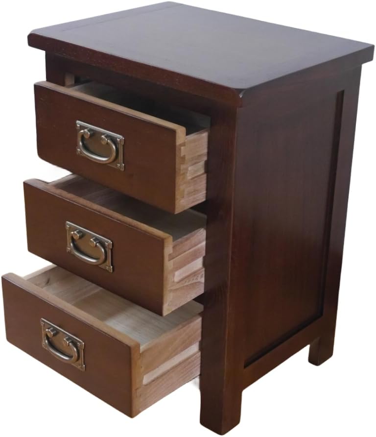 3 Drawers Simple Bedside Table Cabinet Modern Solid
