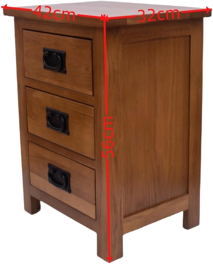 3 Drawers Simple Bedside Table Cabinet Modern Solid