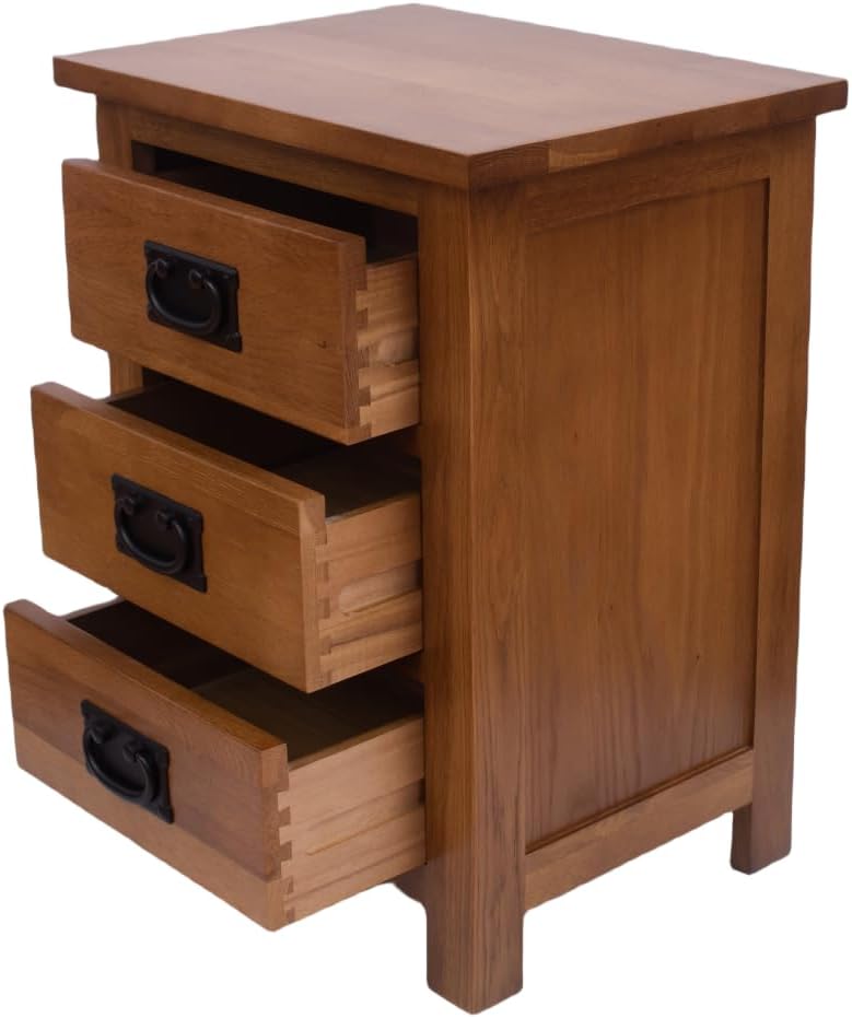 3 Drawers Simple Bedside Table Cabinet Modern Solid