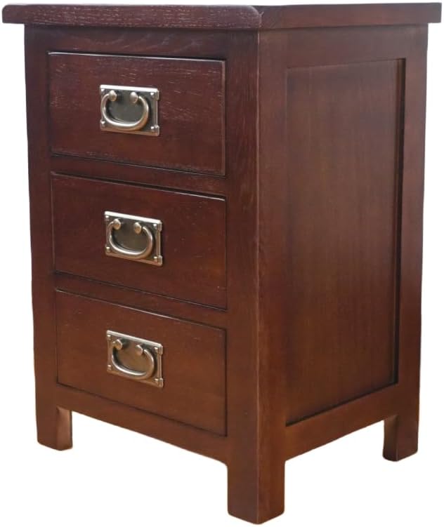 3 Drawers Simple Bedside Table Cabinet Modern Solid
