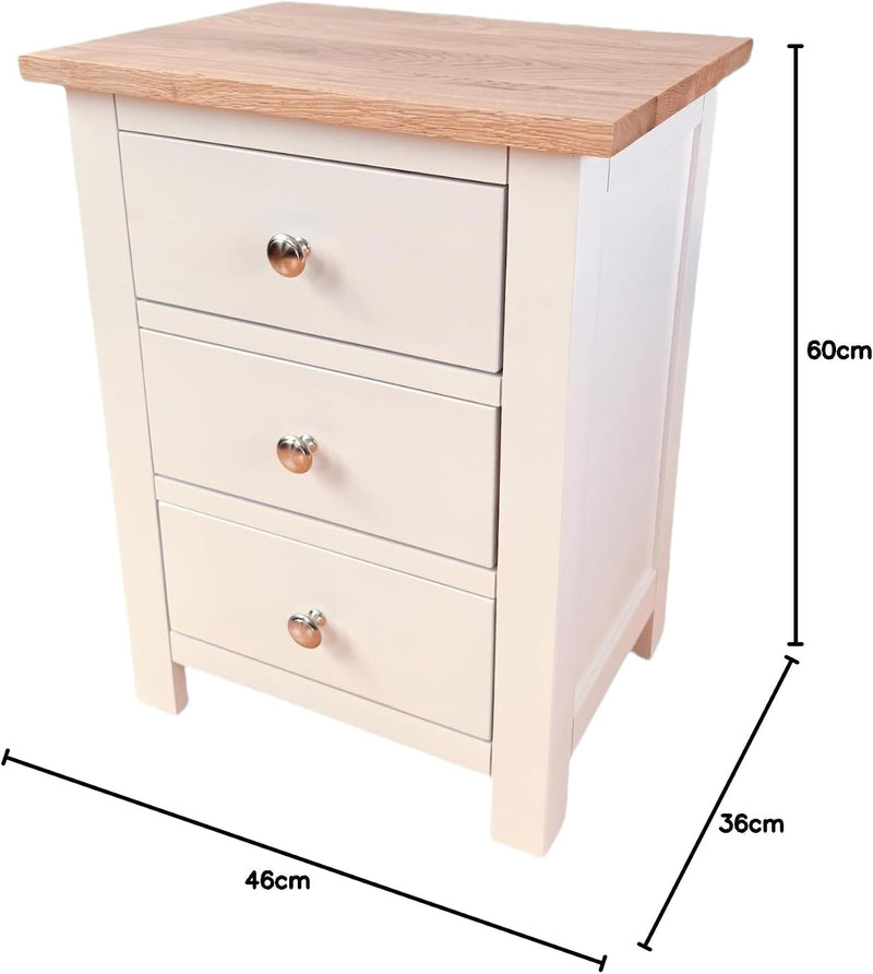 3 Drawers Simple Bedside Table Cabinet Modern Solid