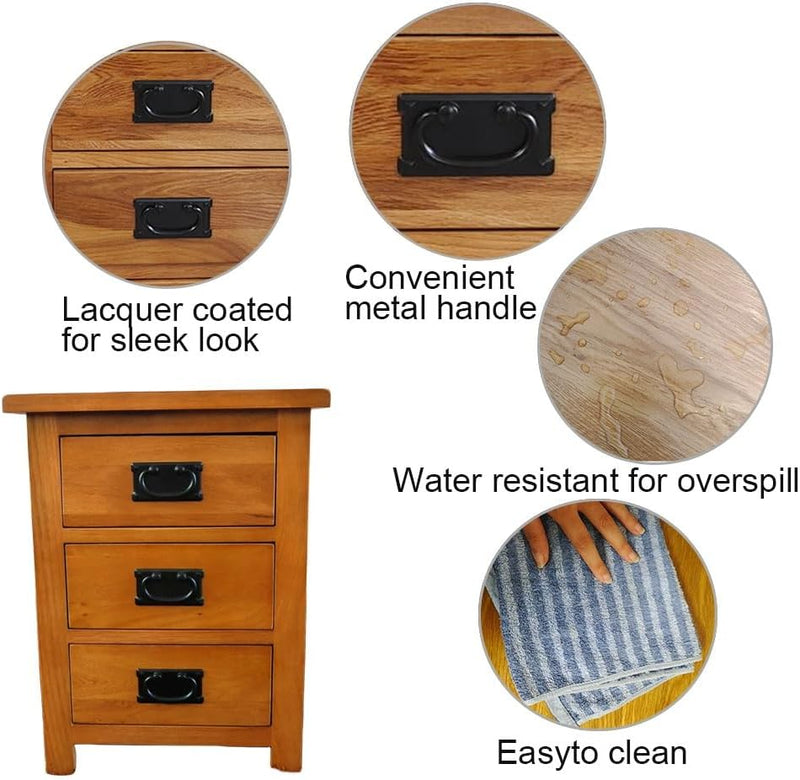 3 Drawers Simple Bedside Table Cabinet Modern Solid