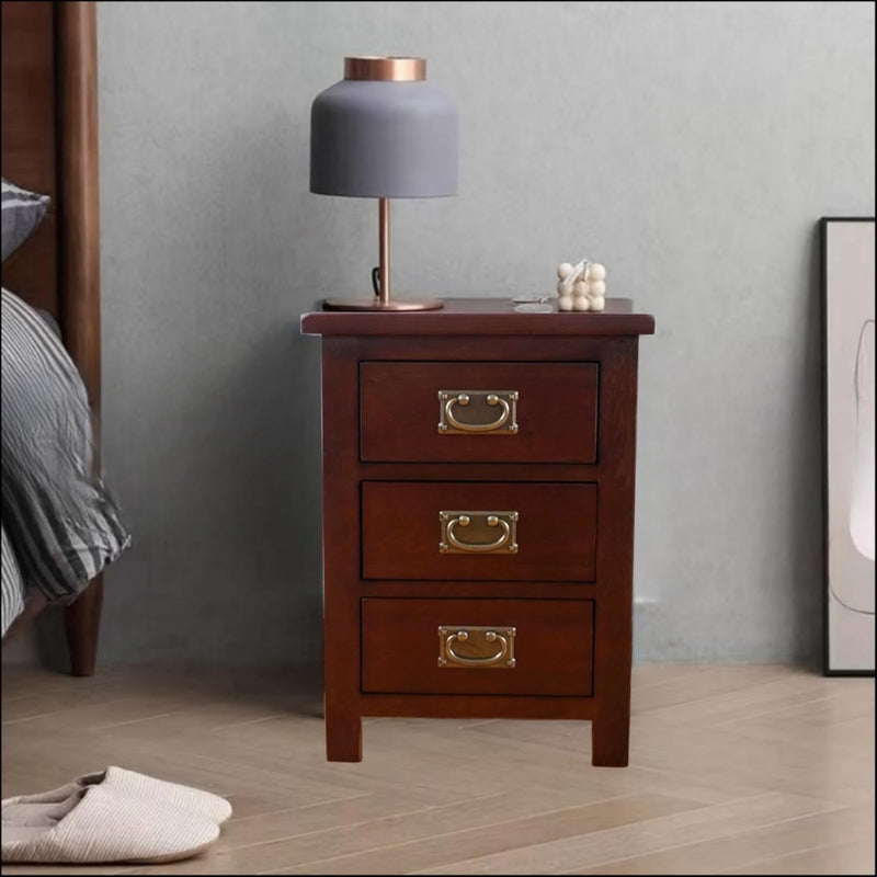 3 Drawers Simple Bedside Table Cabinet Modern Solid