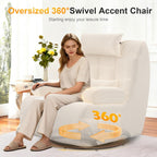 3-In-1 Armchair Swivel Oversize Upholstered High Back Chair