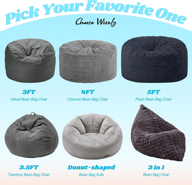 3 in 1 Bean Bag Chair Giant Chairs