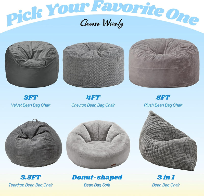 3 in 1 Bean Bag Chair Giant Chairs