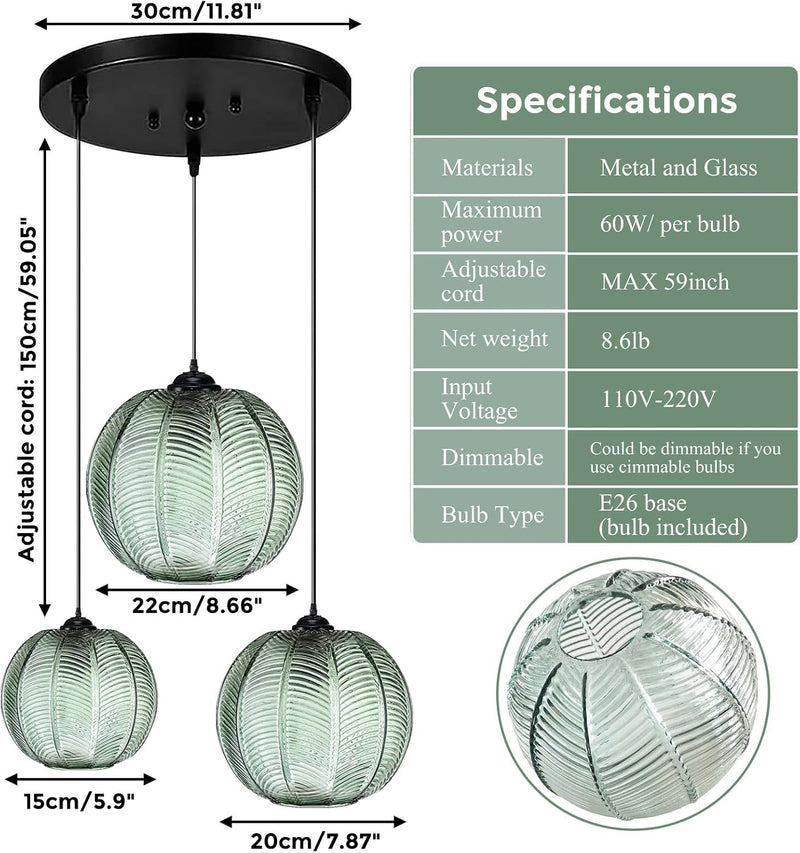 3 in 1 Cluster Pendant Light Fixtures E26