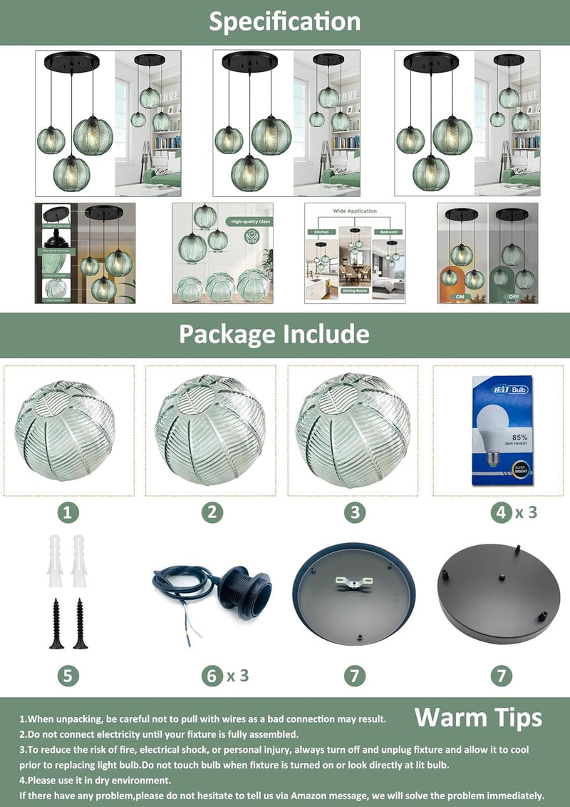 3 in 1 Cluster Pendant Light Fixtures E26