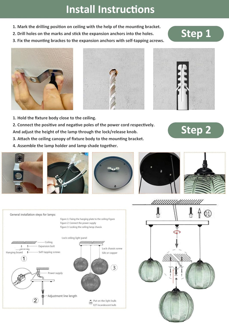 3 in 1 Cluster Pendant Light Fixtures E26