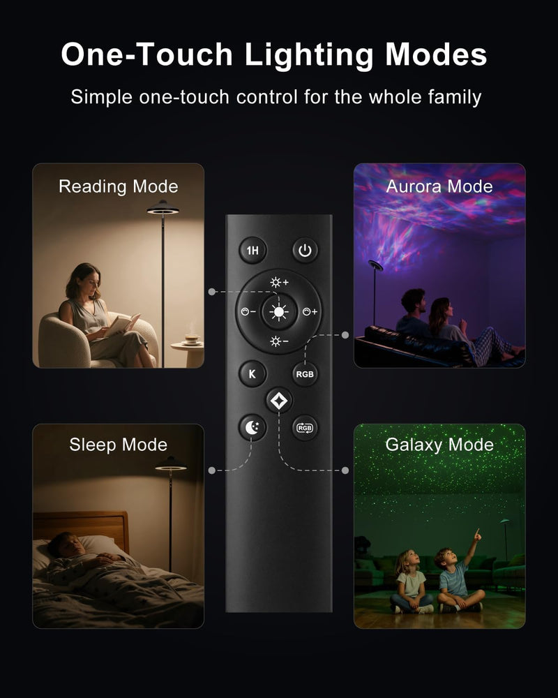 3-In-1 Floor Lamp with Galaxy Star RGB Aurora