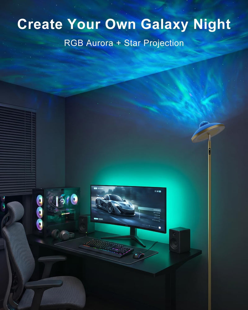3-In-1 Floor Lamp with Galaxy Star RGB Aurora