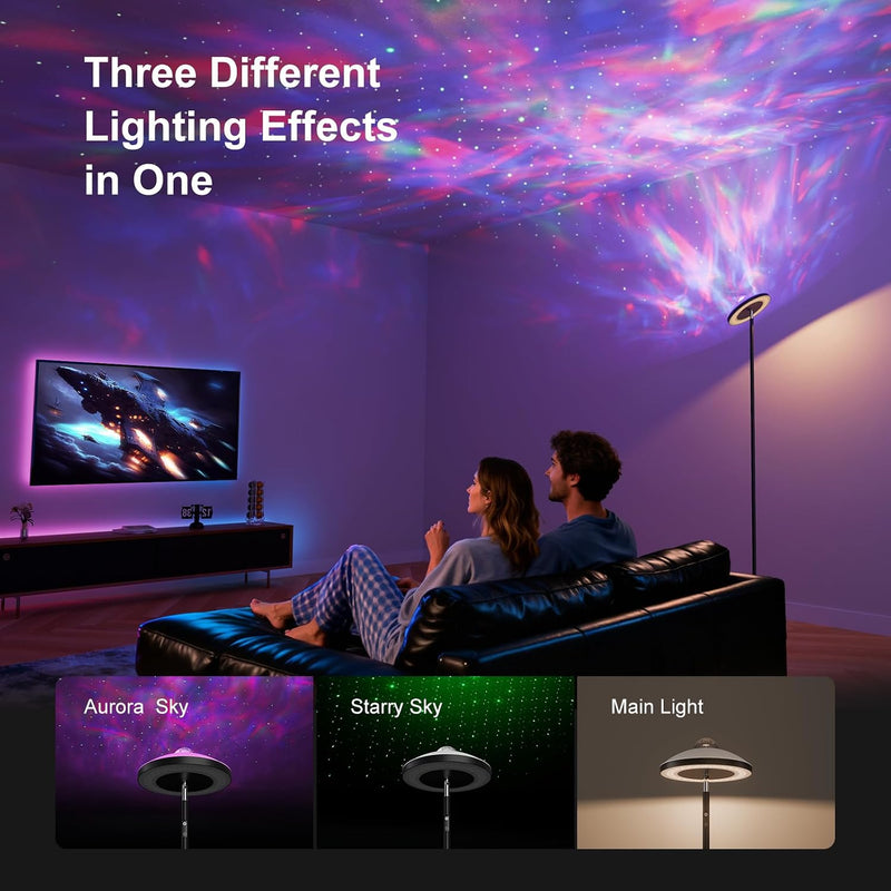 3-In-1 Floor Lamp with Galaxy Star RGB Aurora