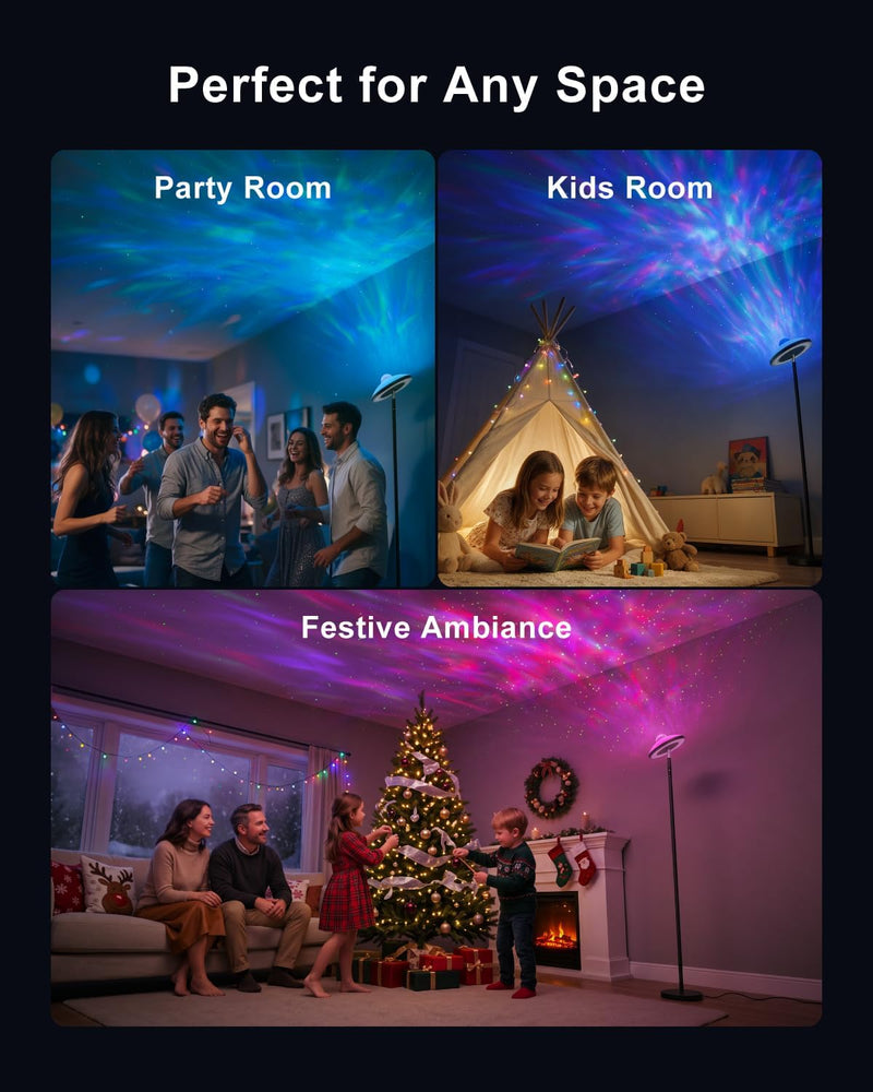 3-In-1 Floor Lamp with Galaxy Star RGB Aurora