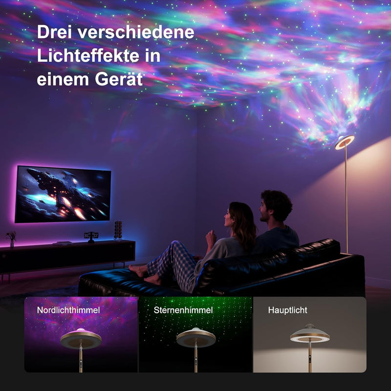 3-In-1 Floor Lamp with Galaxy Star RGB Aurora