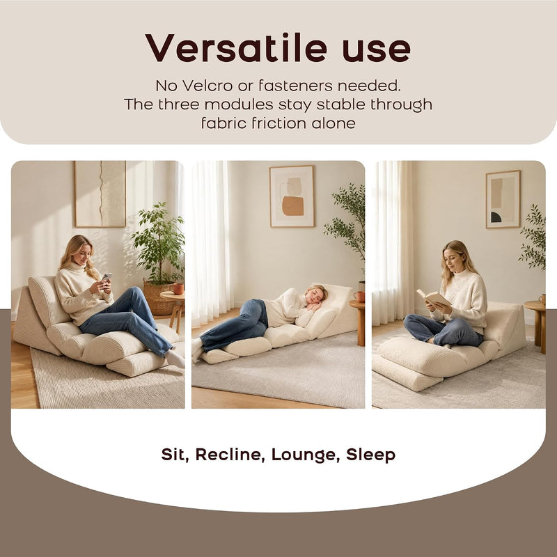 3-In-1 Floor Sofa High‑density Foam Bean Bag Chair