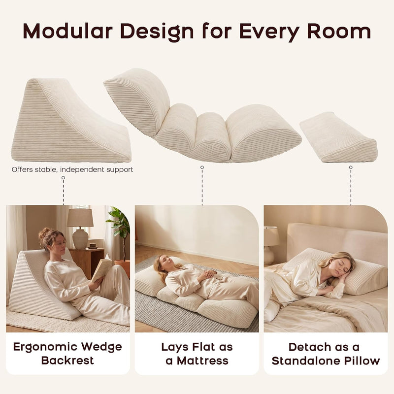 3-In-1 Floor Sofa High‑density Foam Bean Bag Chair