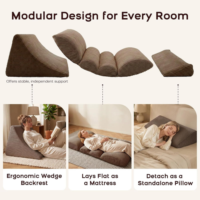 3-In-1 Floor Sofa High‑density Foam Bean Bag Chair