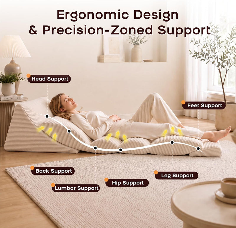 3-In-1 Floor Sofa High‑density Foam Bean Bag Chair