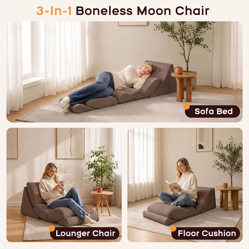 3-In-1 Floor Sofa High‑density Foam Bean Bag Chair