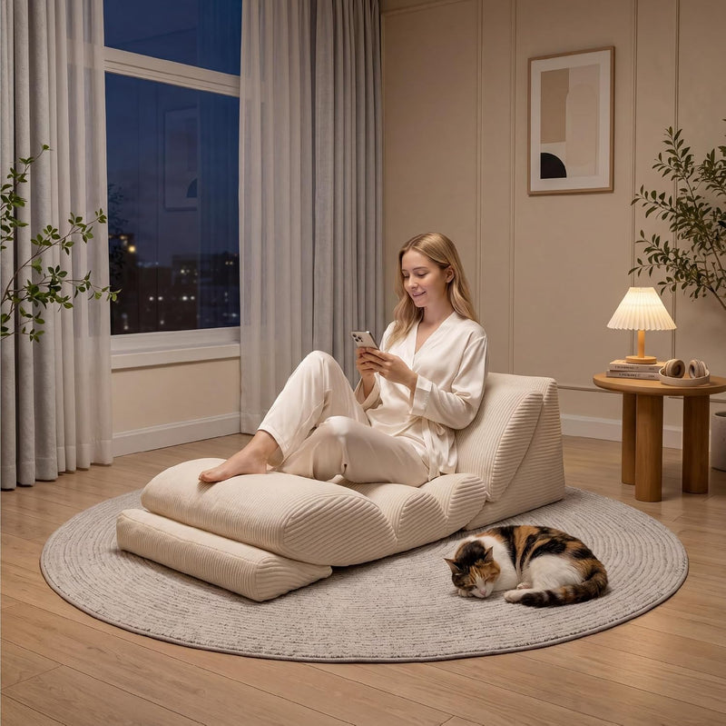 3-In-1 Floor Sofa High‑density Foam Bean Bag Chair