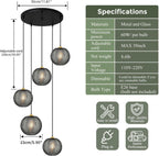 3 in 1 Large Glass Pendant Light Fixtures