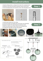 3 in 1 Large Glass Pendant Light Fixtures