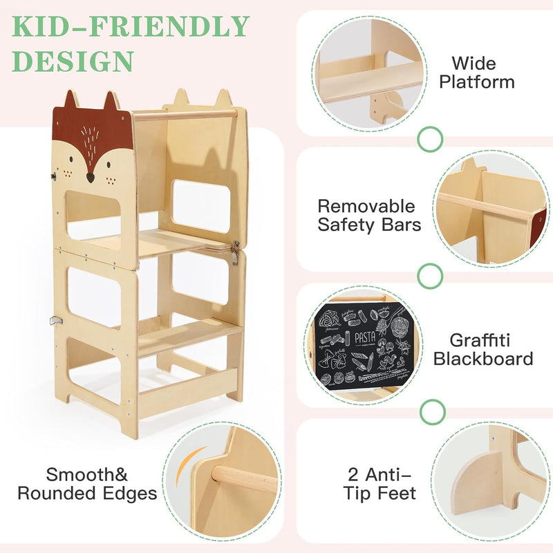 3-In-1 Toddler Kitchen Tower Convertible Learning Step