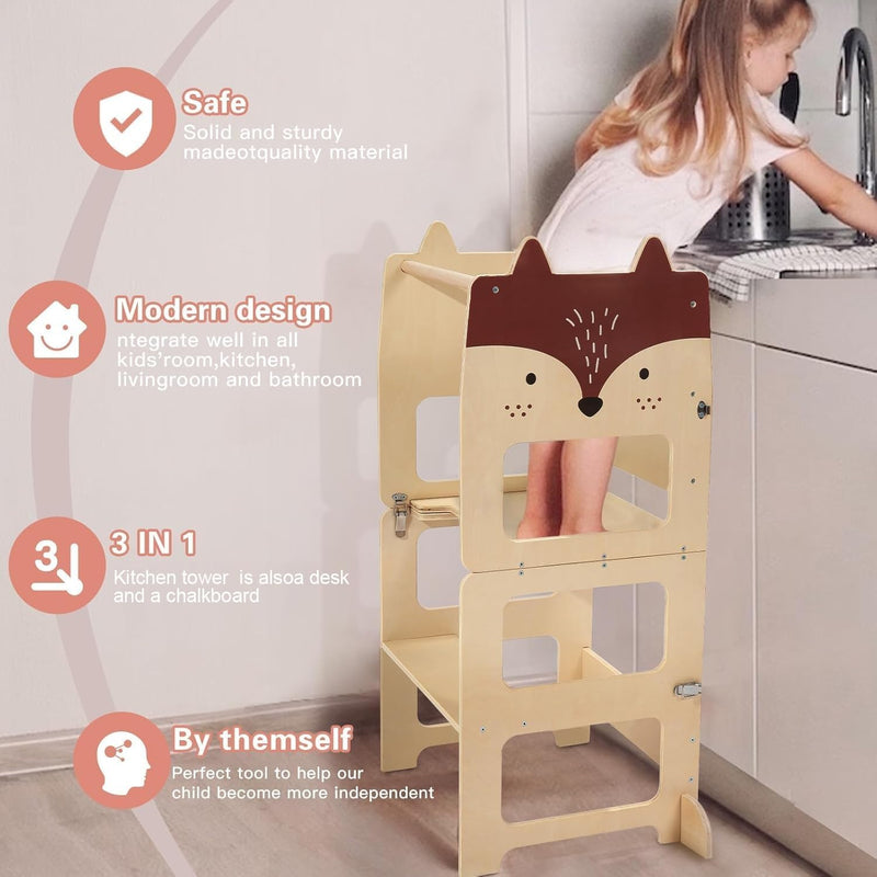 3-In-1 Toddler Kitchen Tower Convertible Learning Step
