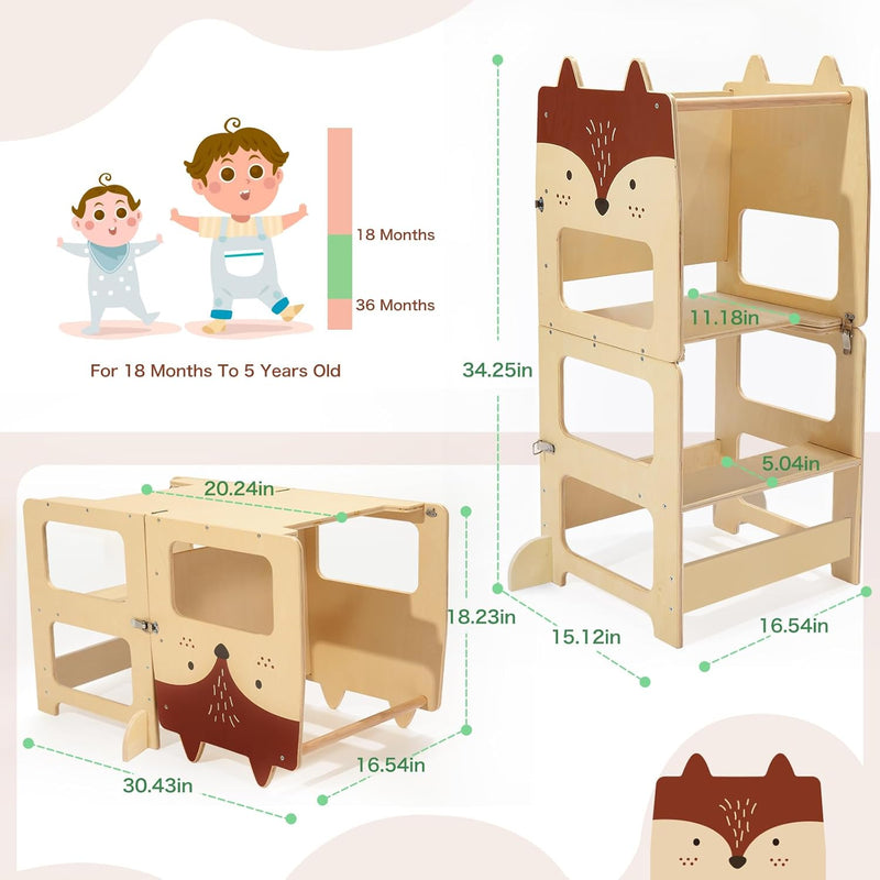 3-In-1 Toddler Kitchen Tower Convertible Learning Step