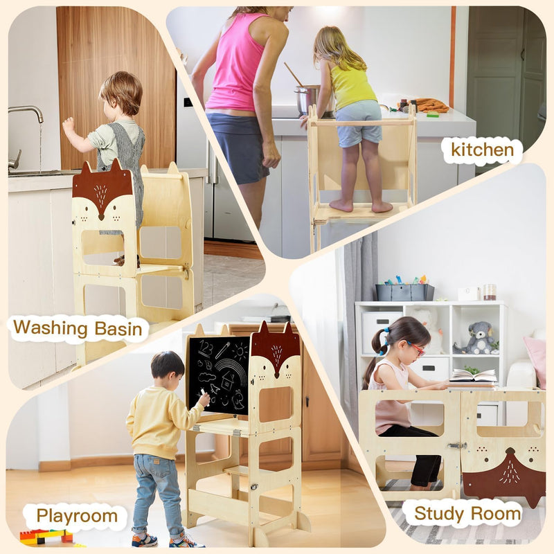 3-In-1 Toddler Kitchen Tower Convertible Learning Step