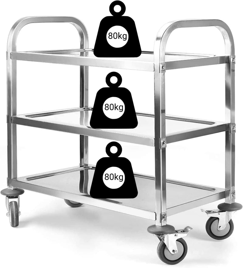 3 Large Stainless Steel Trolley