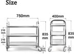 3 Large Stainless Steel Trolley