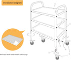 3 Large Stainless Steel Trolley