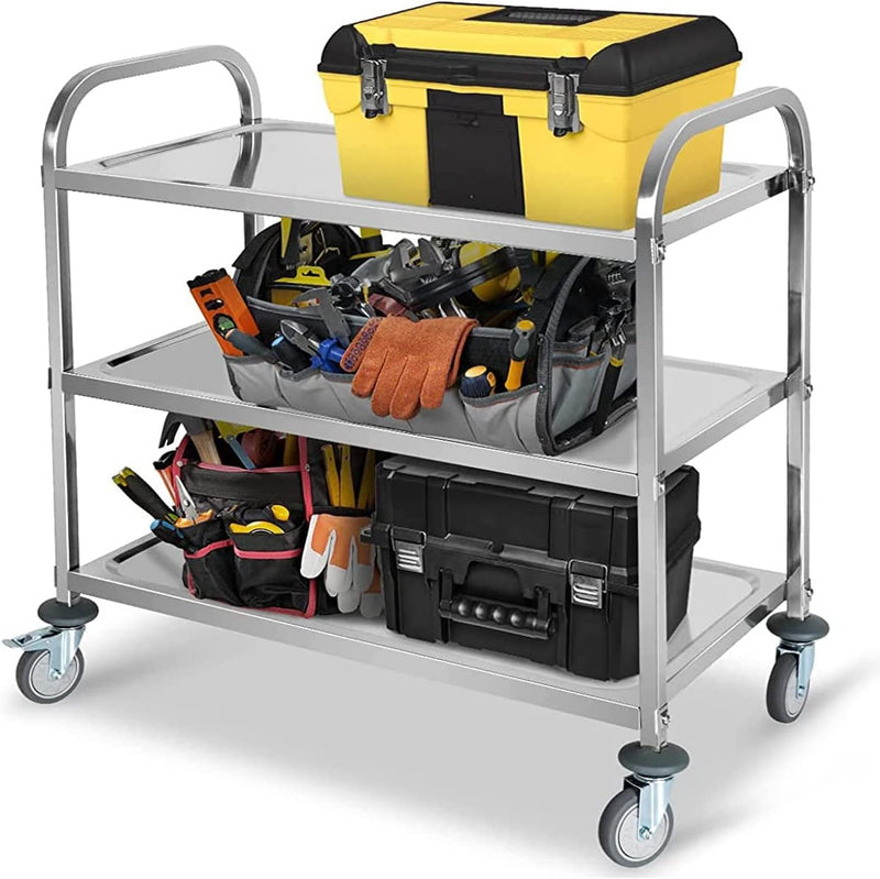 3 Large Stainless Steel Trolley
