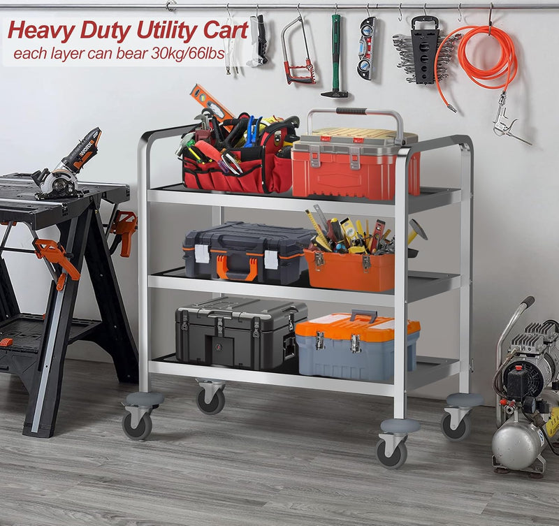3 Large Stainless Steel Trolley