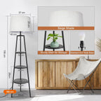 3 Layers Tripod Floor Lamp Bulb Included Shelf