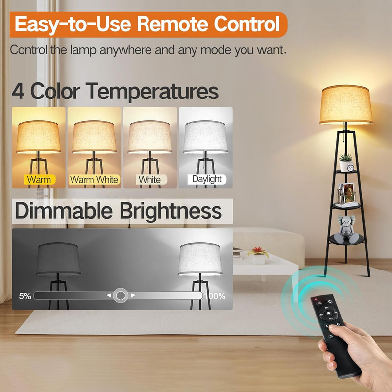 3 Layers Tripod Floor Lamp Bulb Included Shelf