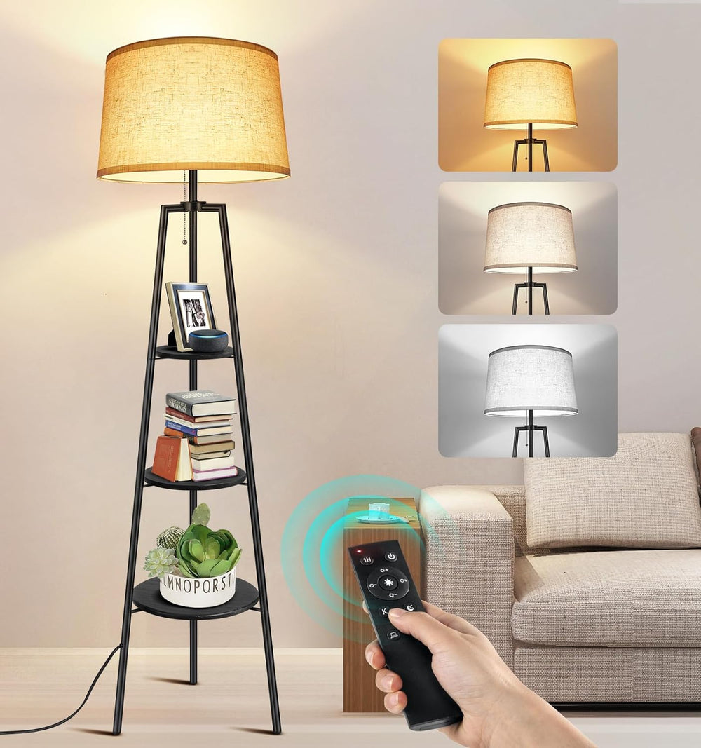 3 Layers Tripod Floor Lamp Bulb Included Shelf