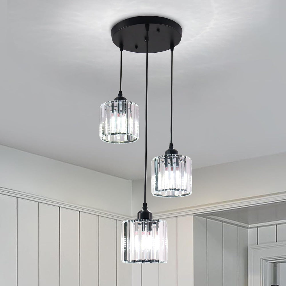 3-Light Crystal Pendant Light E27 Adjustable Drop
