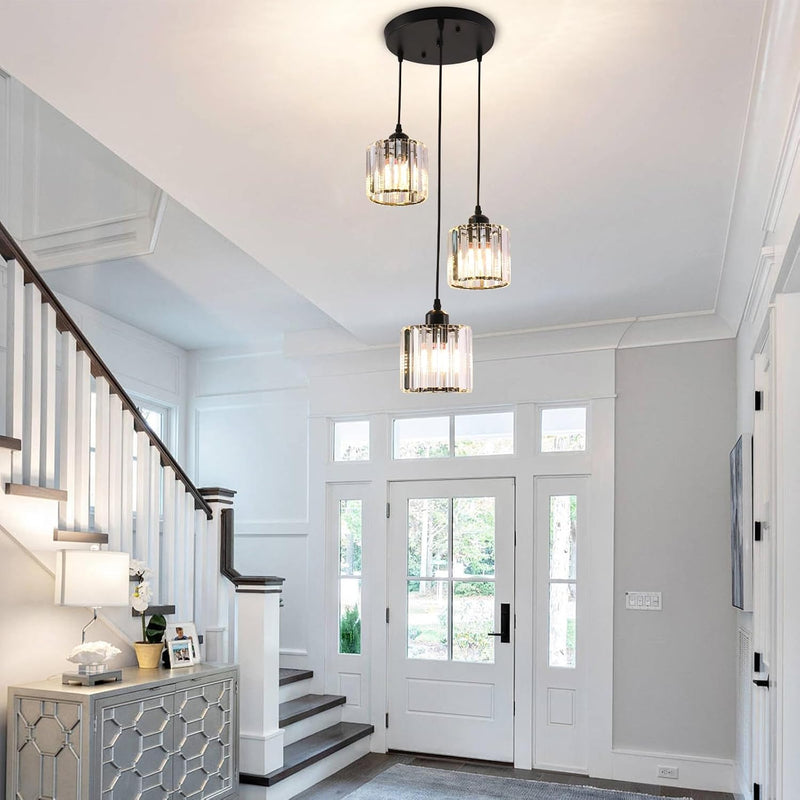 3-Light Crystal Pendant Light E27 Adjustable Drop