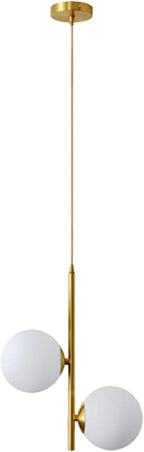 3-Light Globe Glass Pendant Light Ball Brass Matel