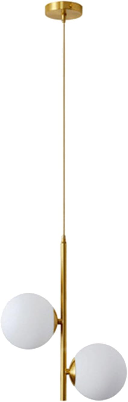 3-Light Globe Glass Pendant Light Ball Brass Matel