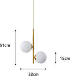 3-Light Globe Glass Pendant Light Ball Brass Matel