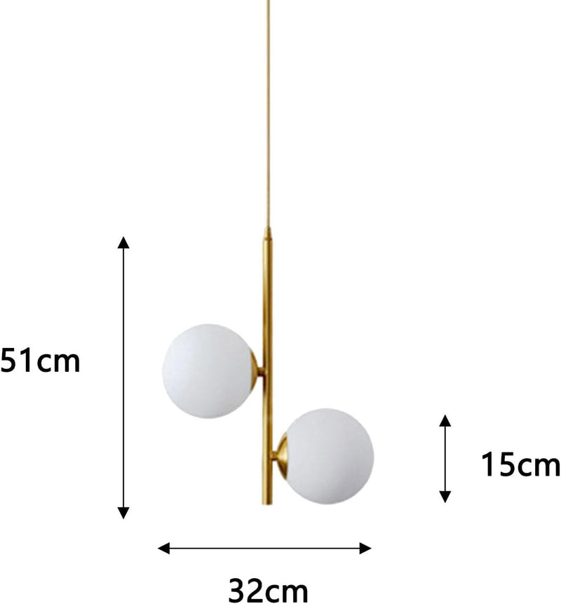 3-Light Globe Glass Pendant Light Ball Brass Matel