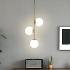 3-Light Globe Glass Pendant Light Ball Brass Matel