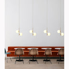 3-Light Globe Glass Pendant Light Ball Brass Matel