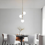 3-Light Globe Glass Pendant Light Ball Brass Matel