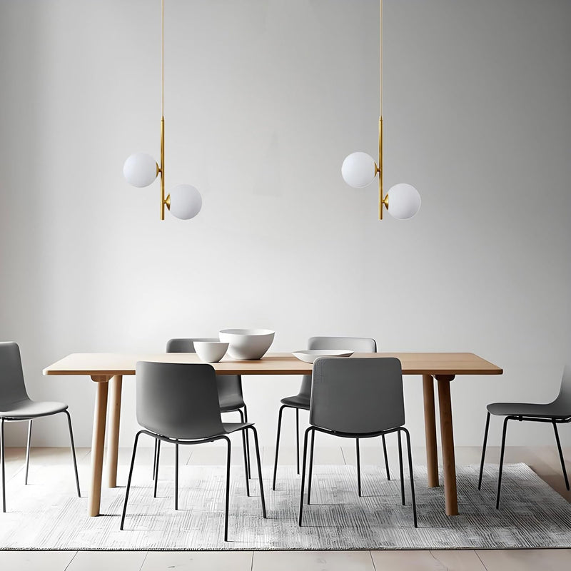 3-Light Globe Glass Pendant Light Ball Brass Matel